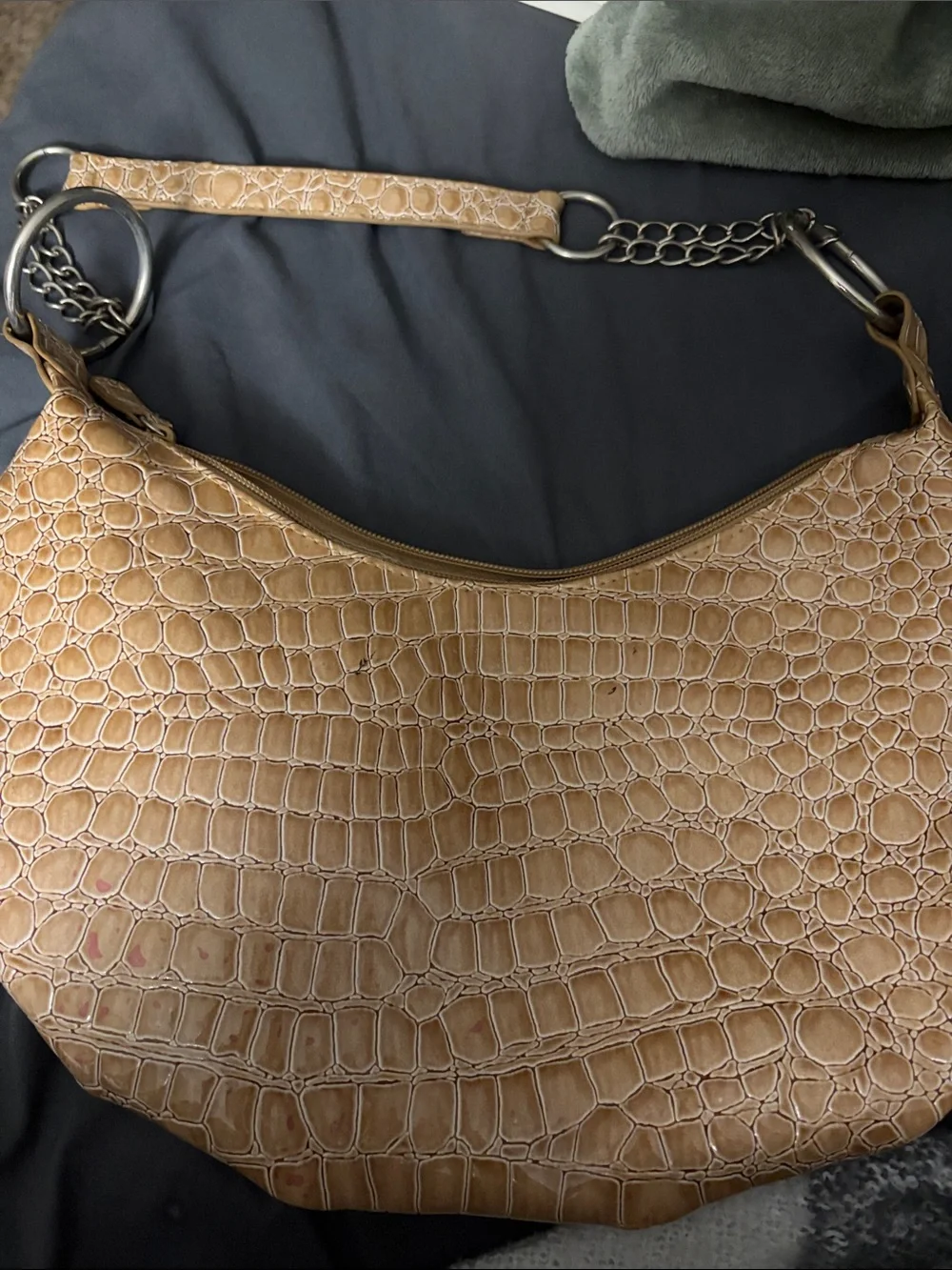 NWOT  Croc-Embossed Hobo Bag in Tan
